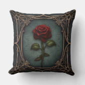 Old Victorian Black with Red Rose クッション (正面)