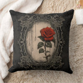 Old Victorian Black with Red Rose クッション (ブランケット)