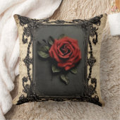 Old Victorian Black with Red Rose クッション (ブランケット)