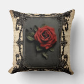 Old Victorian Black with Red Rose クッション (正面)