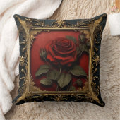 Old Victorian Black with Red Rose クッション (ブランケット)