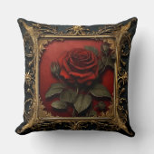 Old Victorian Black with Red Rose クッション (正面)
