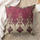 Old Victorian Dark Red Maroon Floral クッション (ブランケット)