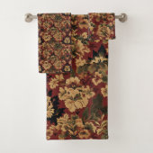 Old Victorian Deep Red Gold and Green Pattern バスタオルセット (インサイチュ)