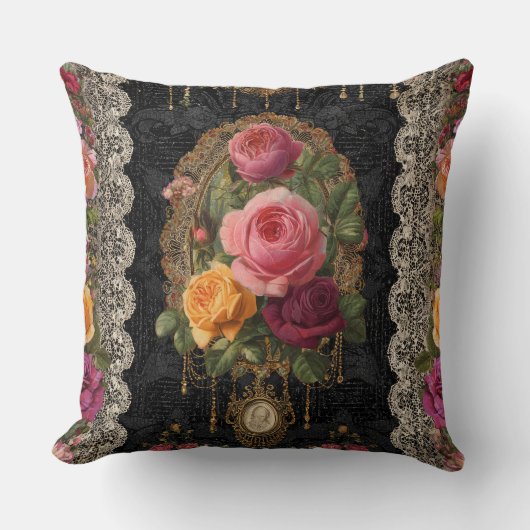 Old Victorian Floral Flowers クッション (正面)