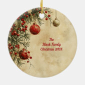 Old Victorian Rustic Family Personalized セラミックオーナメント (裏面)