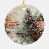 Old Victorian Rustic Family Personalized セラミックオーナメント (裏面)