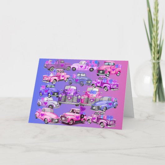 Old Vintage Pickup Trucks Greeting Card カード (正面)