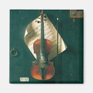 Old Violin Still Life by William Michael Harnett マグネット