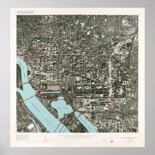 Old Washington DC Satellite Photograph Map (1968)  ポスター (正面)