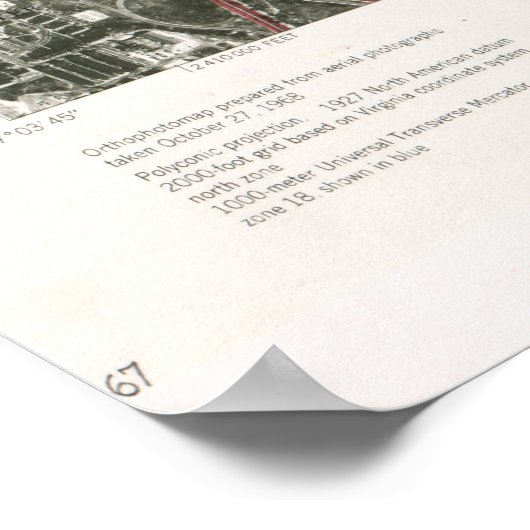 Old Washington DC Satellite Photograph Map (1968)  ポスター (角)