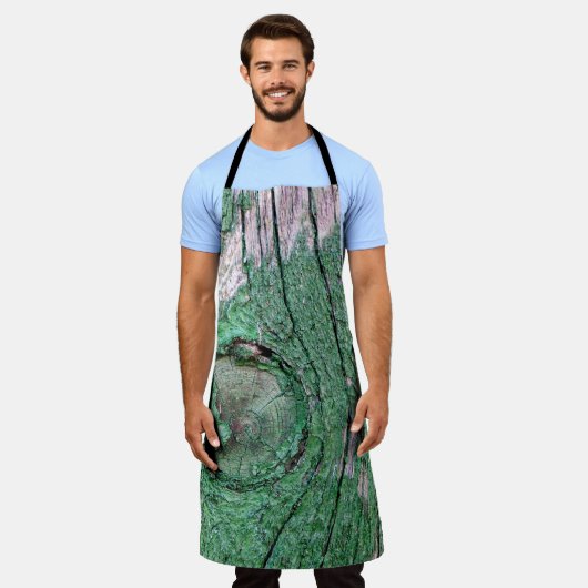 Old Weathered Painted Green Wood Background Textur エプロン (着用した状態)
