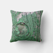 Old Weathered Painted Green Wood Background Textur クッション (裏面)