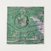 Old Weathered Painted Green Wood Background Textur タペストリー (正面(横))