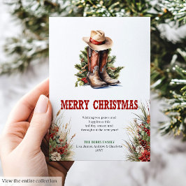 Old West Christmas greeting card with spurs & hat シーズンカード
