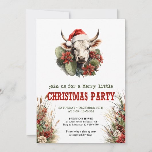Old West Christmas party editable digital invites 招待状 (正面)