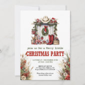 Old West Christmas party printable red green 招待状 (正面)