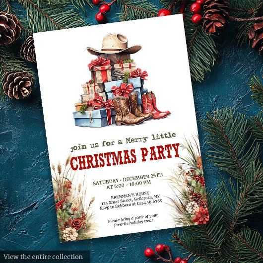 Old West Cowboy Christmas Printable Invitation 招待状