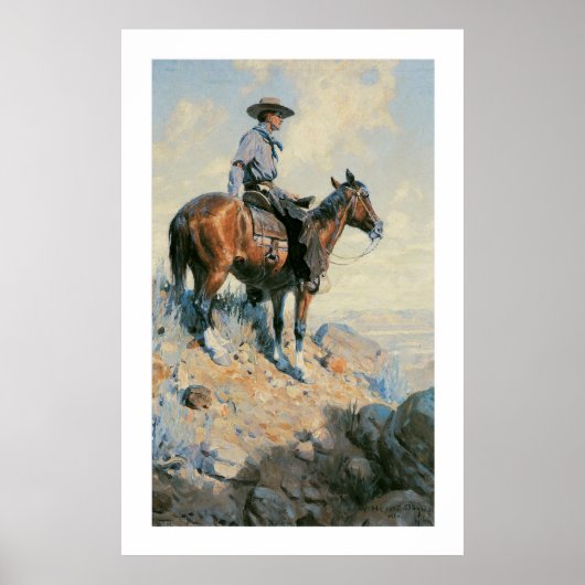 Old West Cowboy of the Plains Art Print Poster ポスター (正面)