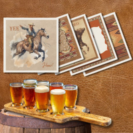 Old West Frontier Bronc Rider Cocktail Napkin スタンダードカクテルナプキン
