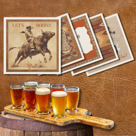 Old West Frontier Bull Rider Paper Cocktail Napkin スタンダードカクテルナプキン