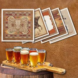 Old West Frontier Leather Patch Cocktail Napkin スタンダードカクテルナプキン