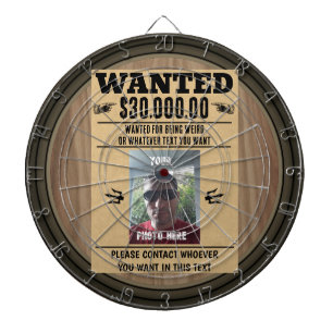 Old West WantedポスタパーソナライズされたーPHOTOと文字 ダーツボード