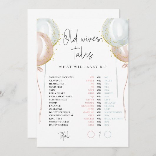 Old Wires Tales Pink & Blue Gender Revealカード 招待状 (正面/裏面)