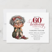 Old Woman Humor 60th Birthday Invite Party Card 招待状 (正面)