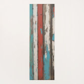 Old Wood Blue And Yellow Painted Distressed Planks ヨガマット (裏面)