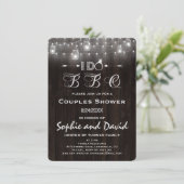 Old Wood Mason Jars String Lights I DO BBQ 招待状 (スタンド正面)