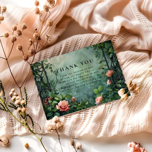 Old World Botanical Rose Garden Wedding サンキューカード