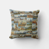 Old-World European Postcard Collage Pattern クッション (正面)