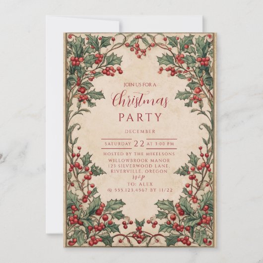 Old World Holly & Ivy 招待状 (正面)