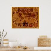 OLD WORLD MAPアートポスター ポスター (キッチン)