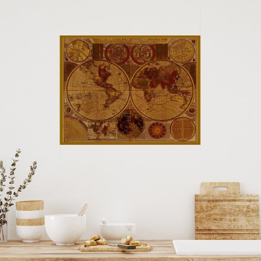 OLD WORLD MAPアートポスター ポスター (キッチン)