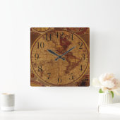 Old World Map Antique History Designer Clock スクエア壁時計 (ホーム)