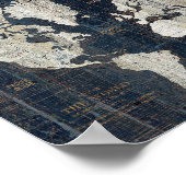 Old World Map Blue ポスター (角)