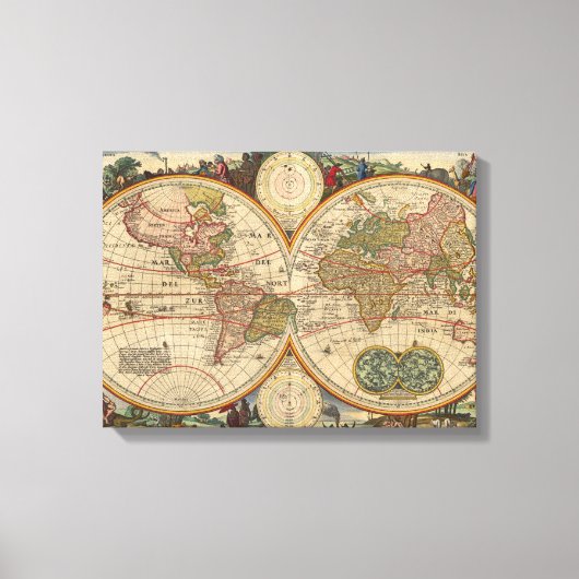 Old World Map By Nicolaas Visscher キャンバスプリント (正面)