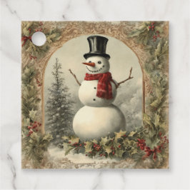 Old World Vintage Snowman Christmas フェイバータグ