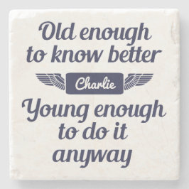 "Old & Young"名前をカスタムする石コースター ストーンコースター