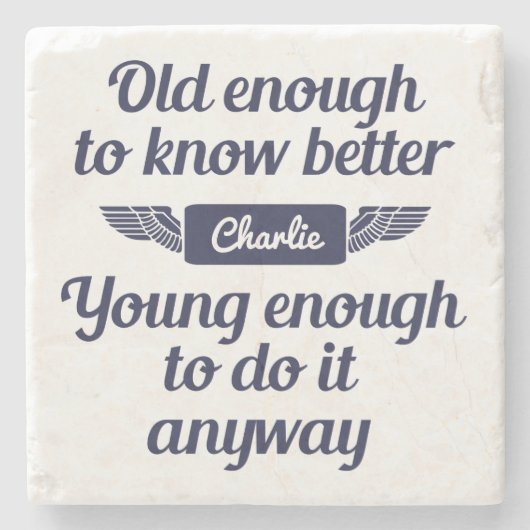 "Old & Young"名前をカスタムする石コースター ストーンコースター (正面)