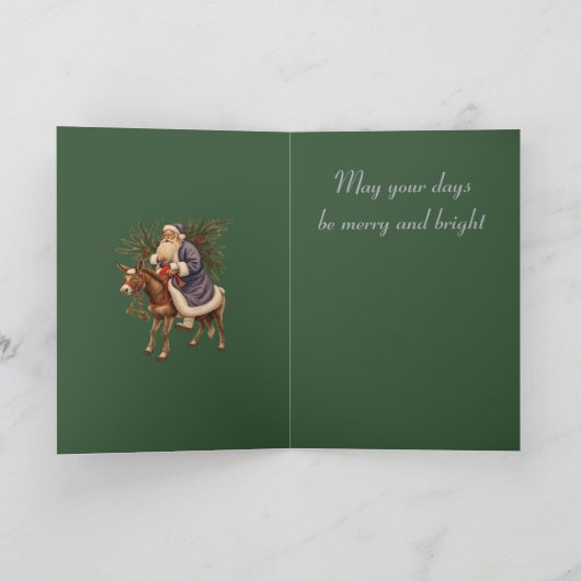 Olde German Father Christmas Riding A Donkey カード (内部)