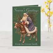 Olde German Father Christmas Riding A Donkey カード (黄色い花)