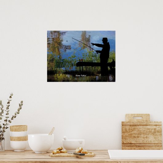 Older Man Fishing Retirement Poster ポスター (キッチン)