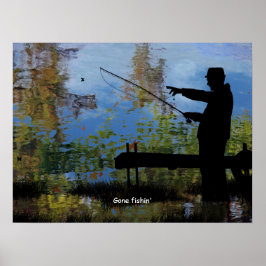 Older Man Fishing Retirement Poster ポスター