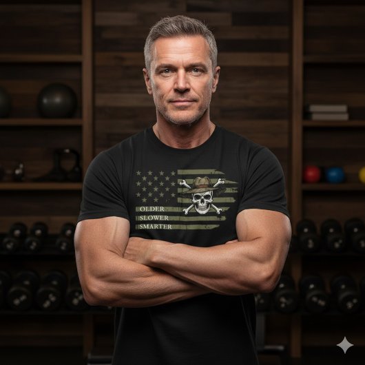 Older Slower Smarter American Flag Skull Tee Tシャツ