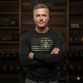 Older Slower Smarter Skull US Flag Long Sleeve Tee トライブレンドＴシャツ