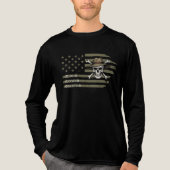 Older Slower Smarter Skull US Flag Long Sleeve Tee トライブレンドＴシャツ (正面)