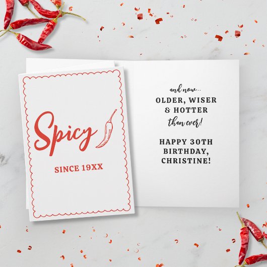 Older Wiser Hotter Funny Spicy Hot Custom Birthday カード